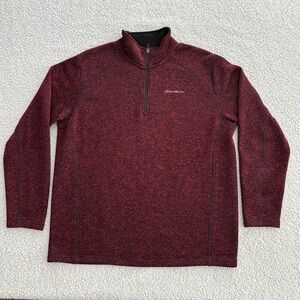 EDDIE BAUER Men’s Long Sleeved 1/4 Zip Pullover. Size 2XL. Burgundy Color. EUC